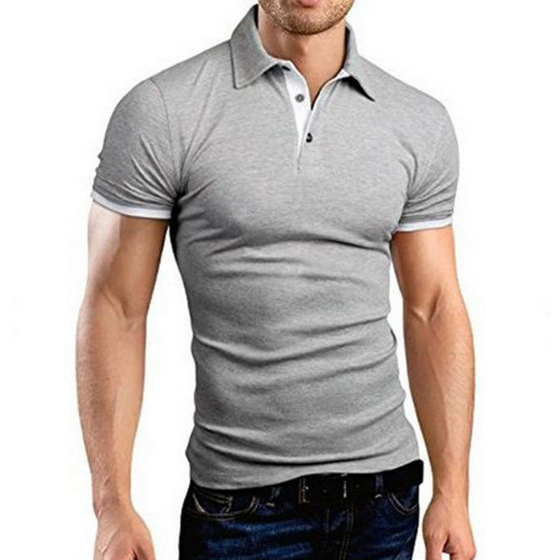 Men Tee Polo-Shirt Shorts-Sleeve Business Stritching MTP129 Men&