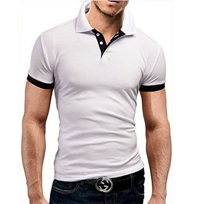 Men Tee Polo-Shirt Shorts-Sleeve Business Stritching MTP129 Men&