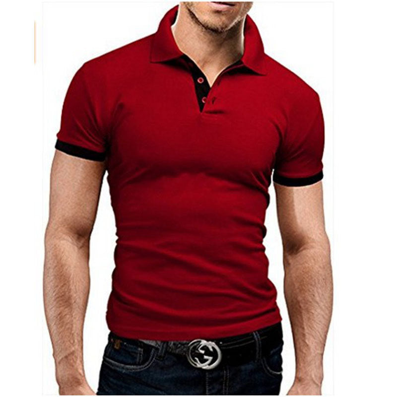 Men Tee Polo-Shirt Shorts-Sleeve Business Stritching MTP129 Men&