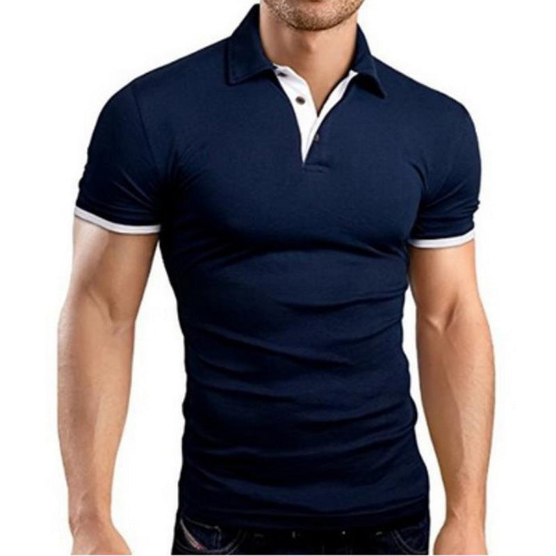 Men Tee Polo-Shirt Shorts-Sleeve Business Stritching MTP129 Men&