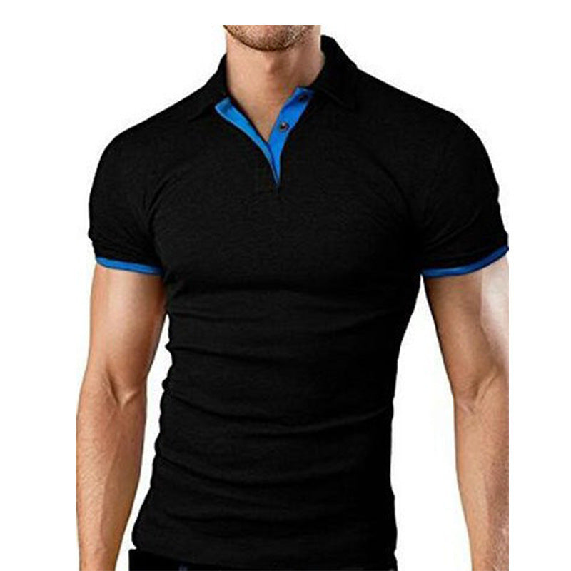 Men Tee Polo-Shirt Shorts-Sleeve Business Stritching MTP129 Men&