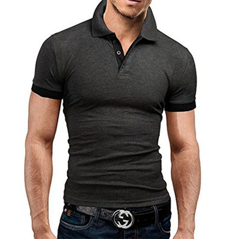 Men Tee Polo-Shirt Shorts-Sleeve Business Stritching MTP129 Men&
