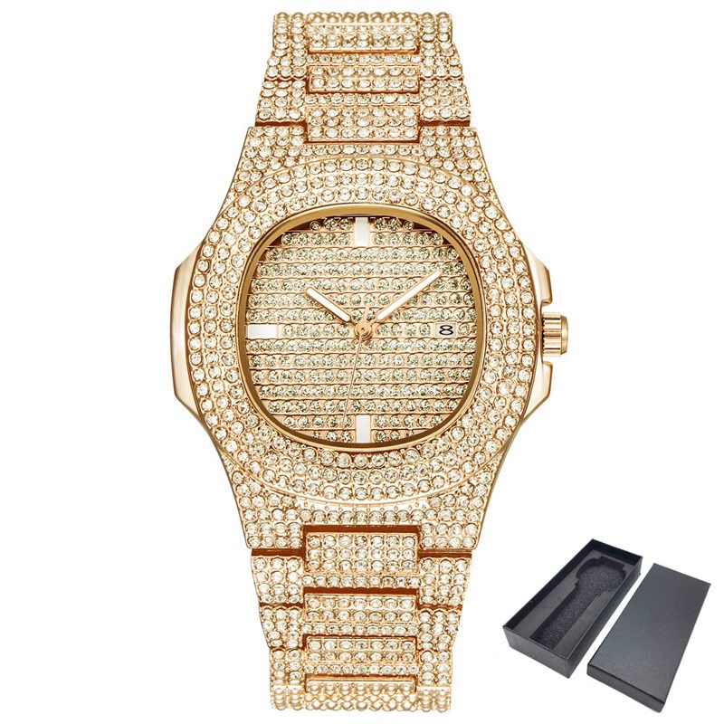 Dropshipping ICE-Out Bling Diamond Luxury Watch Men Gold Hi - Whitemarket