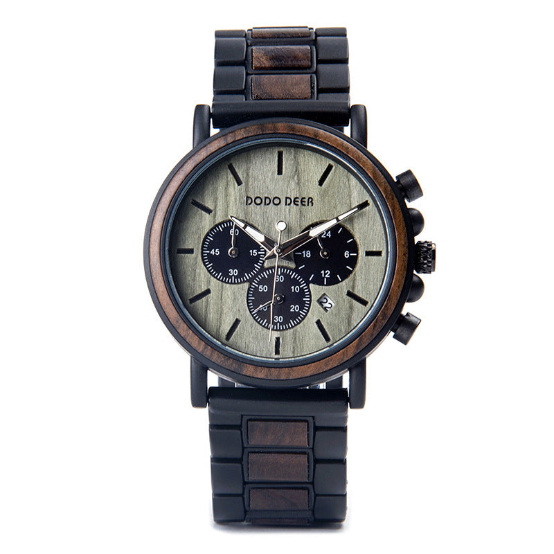 Luxury Wood Stainless Steel Men Watch Stylish Wooden - Whitemarket