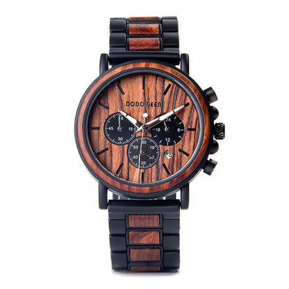 Luxury Wood Stainless Steel Men Watch Stylish Wooden - Whitemarket