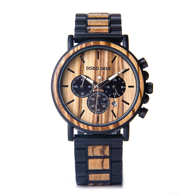 Luxury Wood Stainless Steel Men Watch Stylish Wooden - Whitemarket