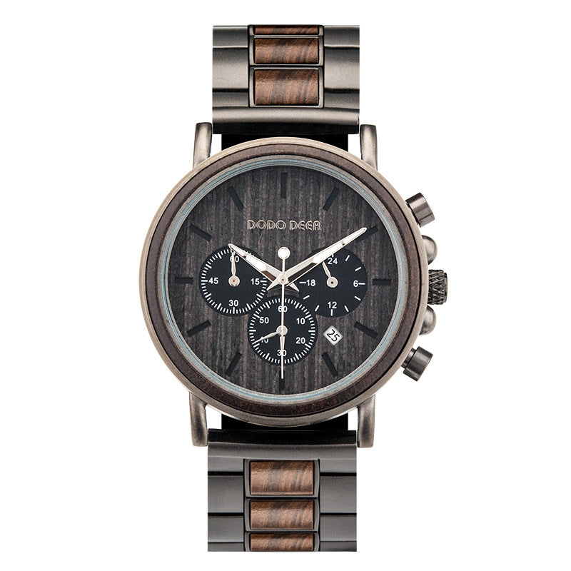 Luxury Wood Stainless Steel Men Watch Stylish Wooden - Whitemarket