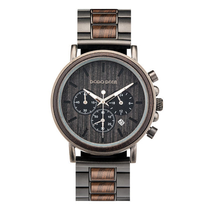 Luxury Wood Stainless Steel Men Watch Stylish Wooden - Whitemarket