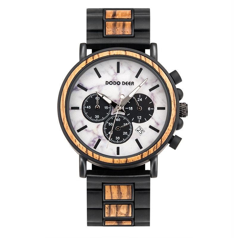 Luxury Wood Stainless Steel Men Watch Stylish Wooden - Whitemarket