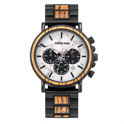 Luxury Wood Stainless Steel Men Watch Stylish Wooden - Whitemarket