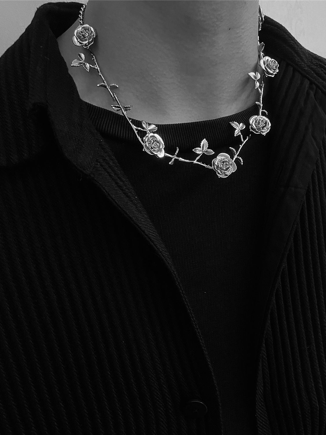 Rose Couple Sterling Silver Necklace For Men And Women Trendy Light Luxury - Whitemarket