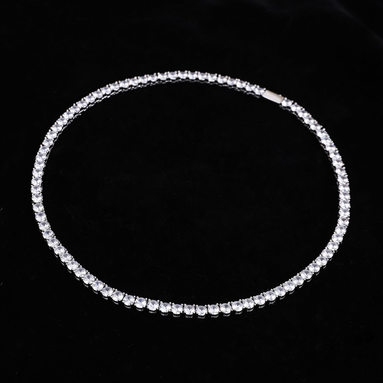 4mm Zircon Tennis Necklace Men And Women Couple Light Luxury Fashionista Accessories All-match Necklace - Whitemarket