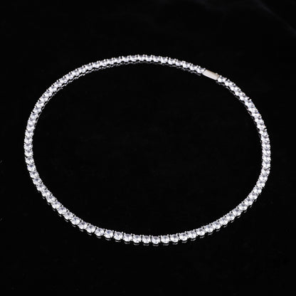 4mm Zircon Tennis Necklace Men And Women Couple Light Luxury Fashionista Accessories All-match Necklace - Whitemarket