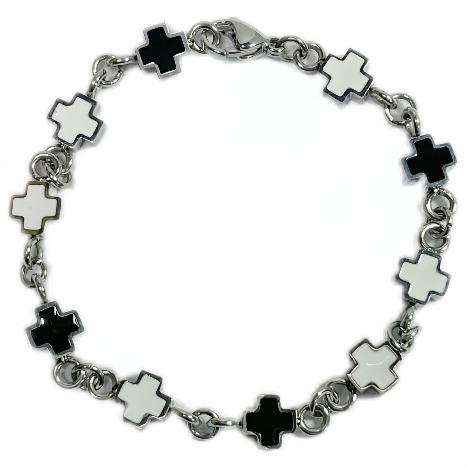 French Style Affordable Luxury Fashion Black And White Cross Bracelet Fashion Personality Men And Women - Whitemarket