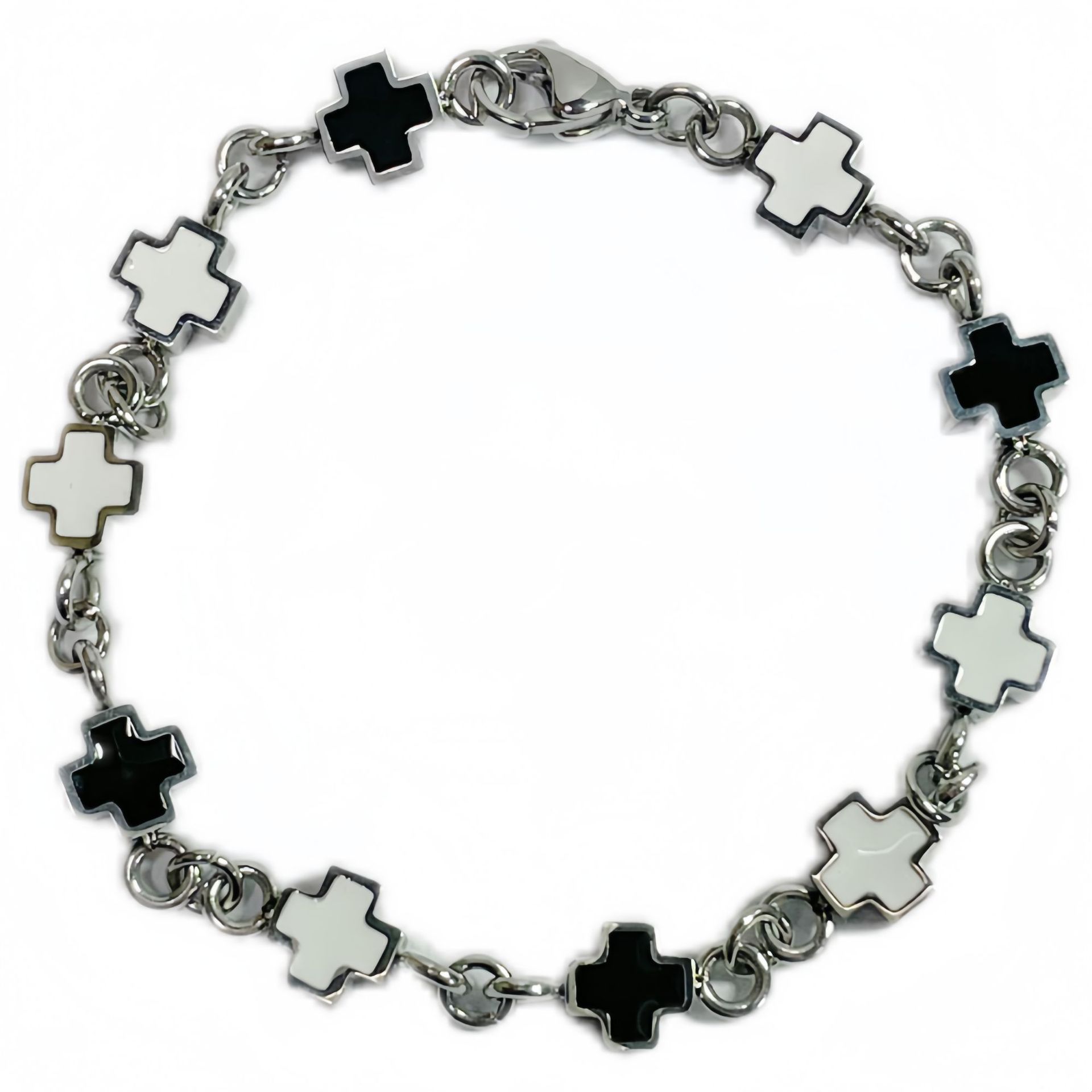 French Style Affordable Luxury Fashion Black And White Cross Bracelet Fashion Personality Men And Women - Whitemarket