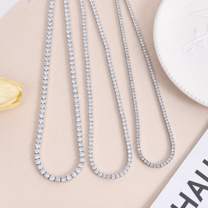 4mm Zircon Tennis Necklace Men And Women Couple Light Luxury Fashionista Accessories All-match Necklace - Whitemarket
