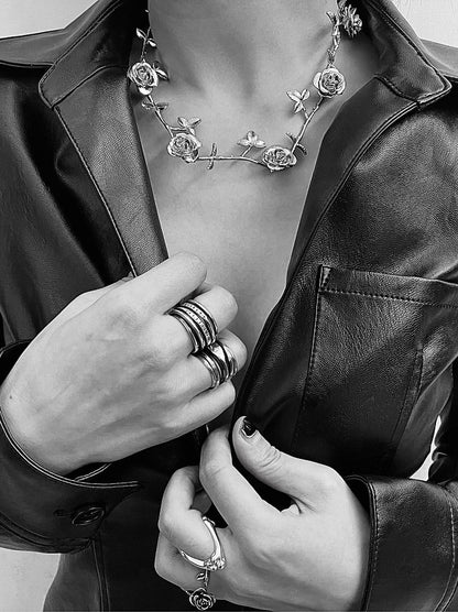 Rose Couple Sterling Silver Necklace For Men And Women Trendy Light Luxury - Whitemarket