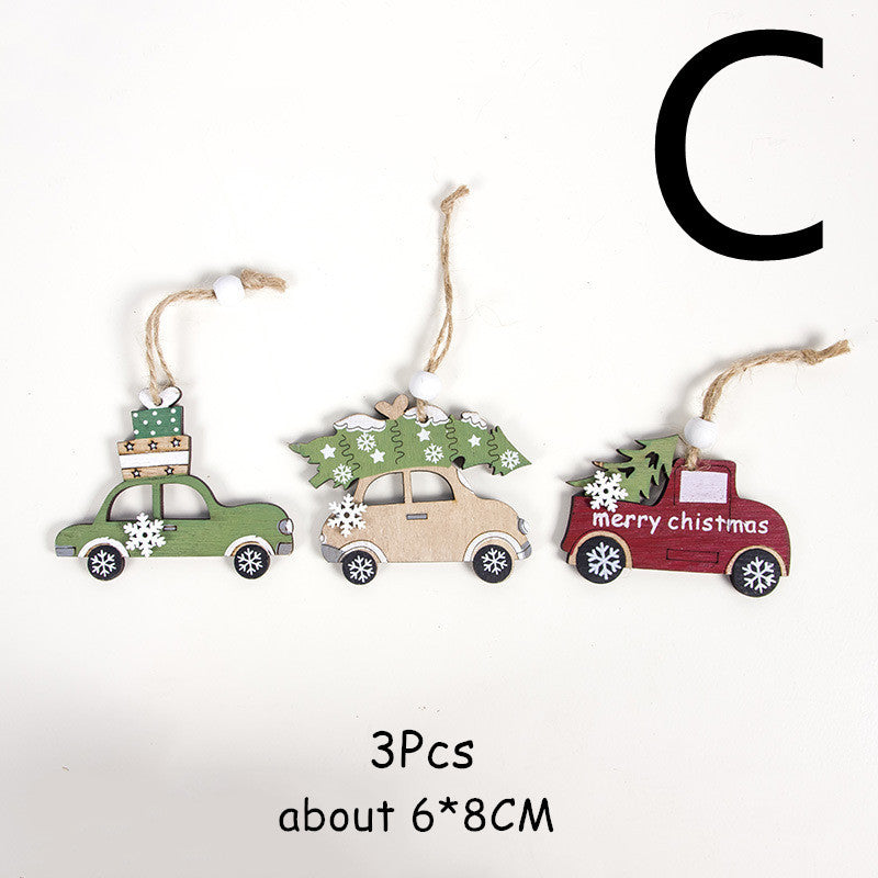 Adorno navideño colgante de madera